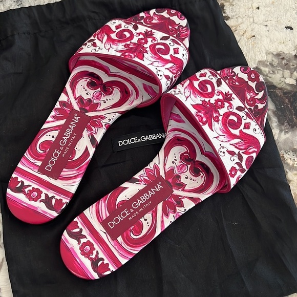 DOLCE & GABBANA PRINTED CANCAS SLIDES SIZE 38.5 - Picture 8 of 17
